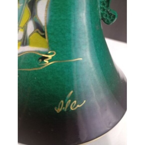 Green Enameled 14 Inch Tall Pitcher From Israel Marked Jerusalem - Picture 9 of 11